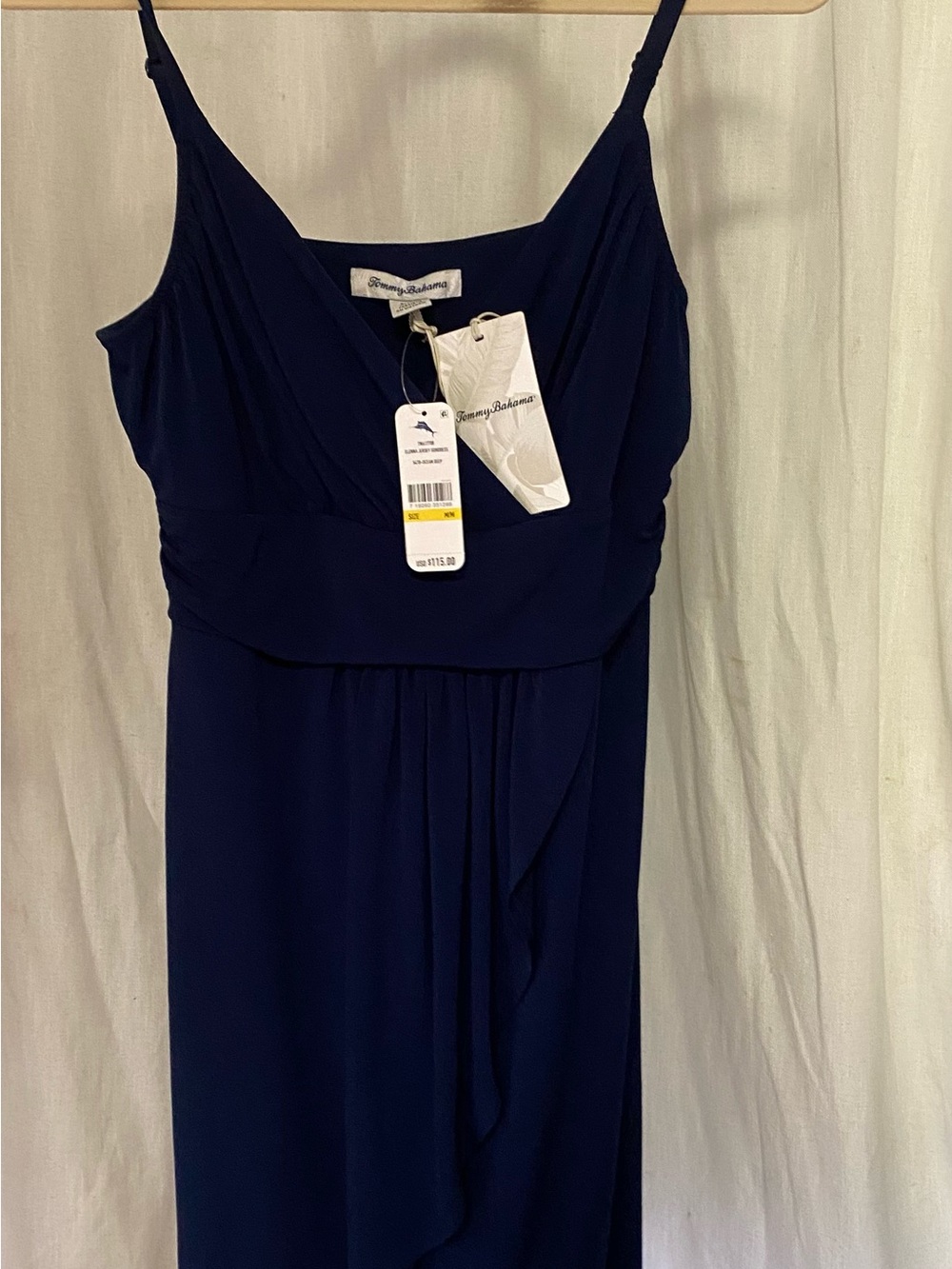 Tommy Bahama Navy Strapless-Style V-Neck Midi Dress